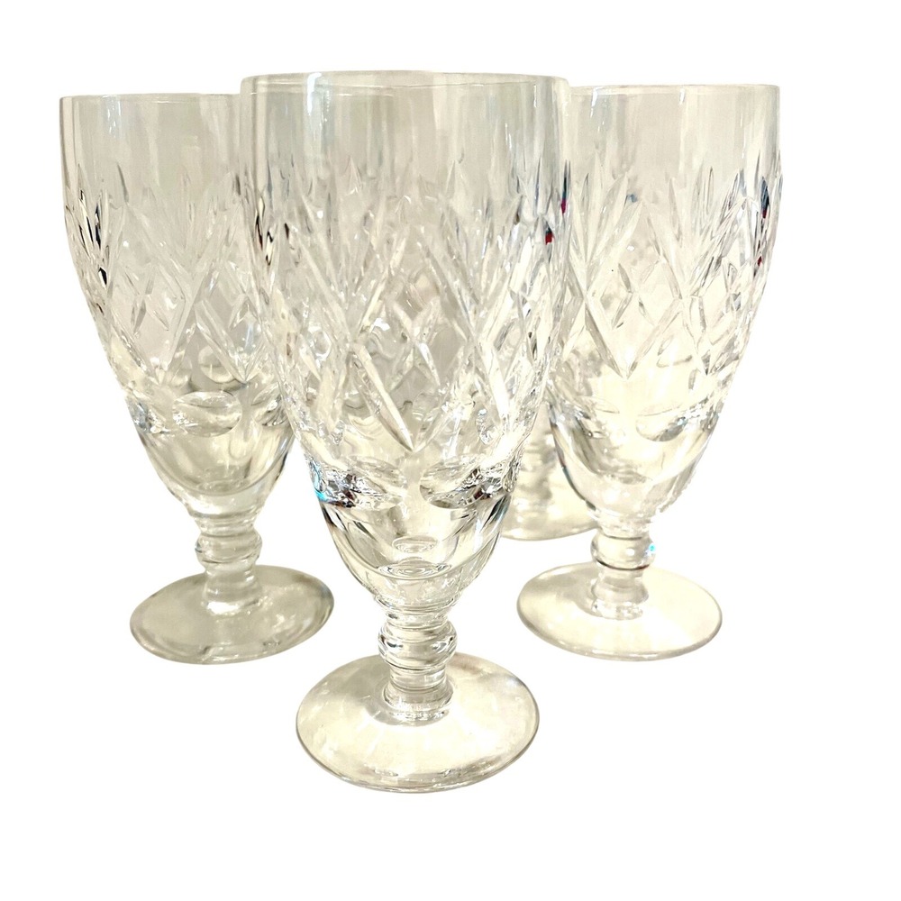 ROYAL DOULTON ENGLAND Crystal Wine Glass Water Goblet 6.5" Tall Set of 5 Nice